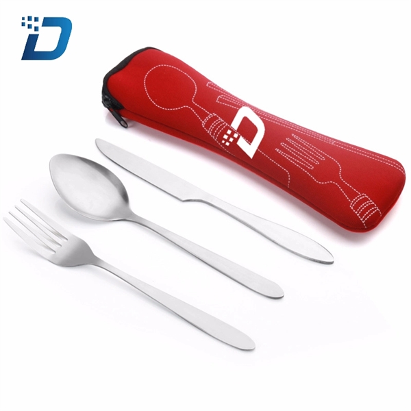 3 Pieces Portable Travel Spoon Fork Knife Cutlery Set - Image 4