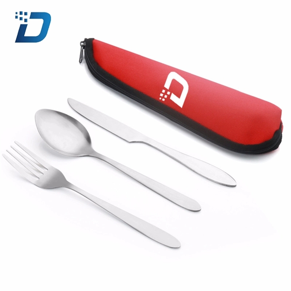3 Pieces Portable Travel Spoon Fork Knife Cutlery Set - Image 3