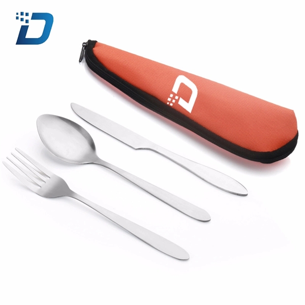 3 Pieces Portable Travel Spoon Fork Knife Cutlery Set - Image 5