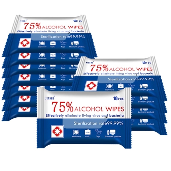 10 PCS 75% Alcohol Wipes - Image 1