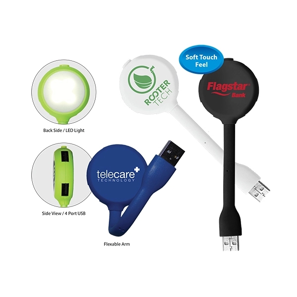 Halcyon® 4 Port USB Hub with LED Light - Closeout - Image 1
