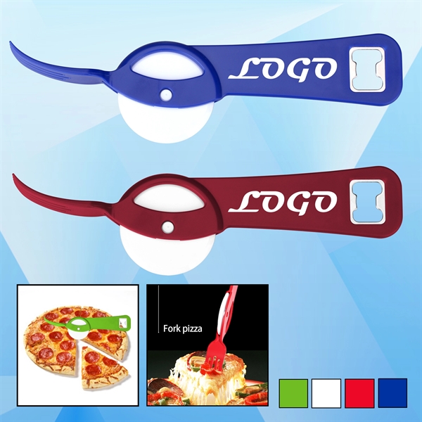 Pizza Cutter with Bottle Opener and Fork - Image 1