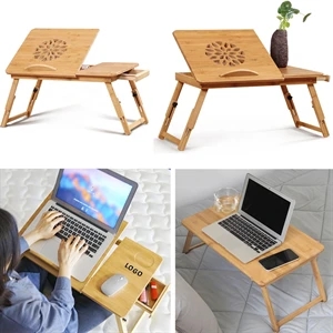 Adjustable Bamboo Laptop Stand Tray 
