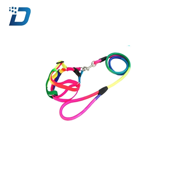 Colorful Nylon Dog Traction Rope Chest Strap Leash Set - Image 1