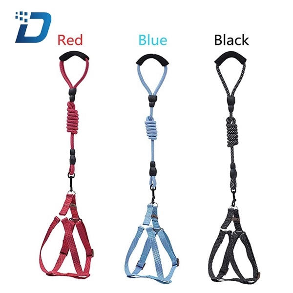 Colorful Nylon Dog Traction Rope Chest Strap Leash Set - Image 2