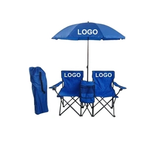 Double Folding Beach Chair Set