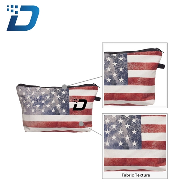 American Flag Flannel Cosmetic Bag - Image 1