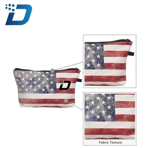 American Flag Flannel Cosmetic Bag