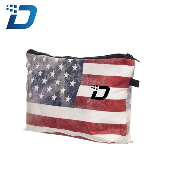 American Flag Flannel Cosmetic Bag - Image 2