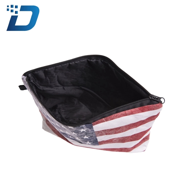 American Flag Flannel Cosmetic Bag - Image 3