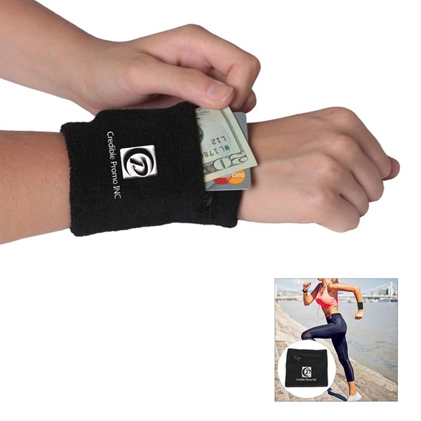 Wrist Wallet Sports Wristband With Zipper - Image 1