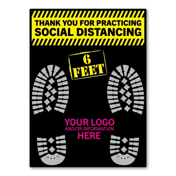 SOCIAL DISTANCING Rectangle Floor Decals w/ Full Color Logo - Image 2