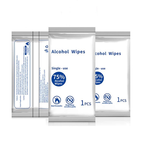 Single use 1pc 75% Antibacterial Alcohol Wipes - Image 1