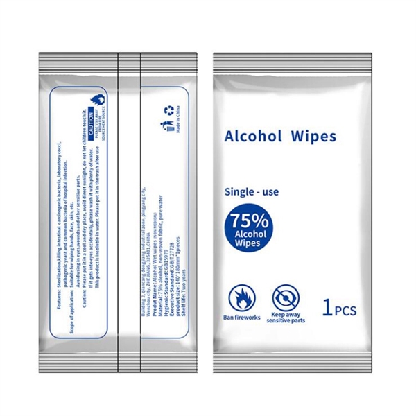 Single use 1pc 75% Antibacterial Alcohol Wipes - Image 3