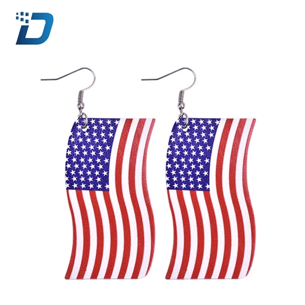 Women PU USA Flag Earrings - Image 4