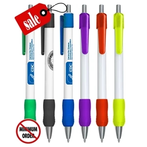 Closeout Frosted Colored Click Grip Promo Pen - No Minimum