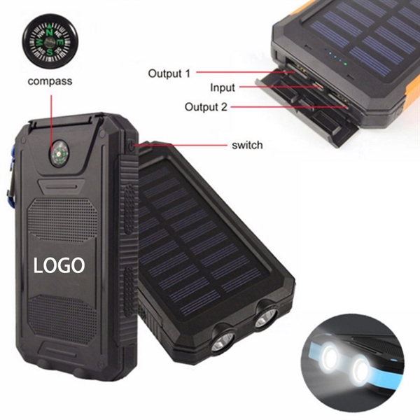 Double headlamp solar mobile waterproof 10000mAh power bank - Image 2
