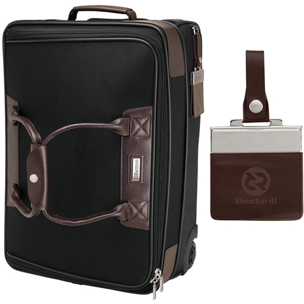 Terni Brown Leather/Black Twill Nylon Trolley Bag - Image 50