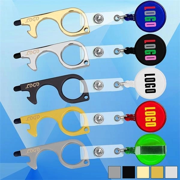 PPE No-Touch Door Opener with Stylus and Badge Reel