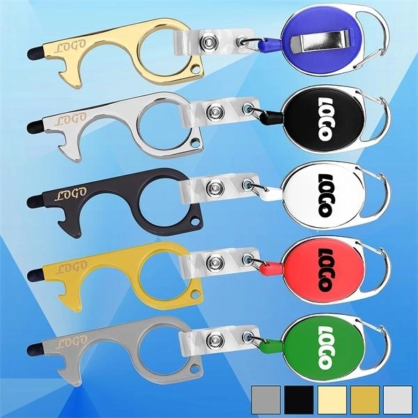PPE No-Touch Door Opener w/ Stylus and Badge Reel Carabiner - Image 1