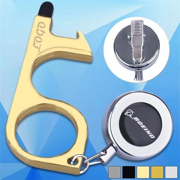 PPE No-Touch Door Opener with Stylus and Alligator Clip Reel - Image 1