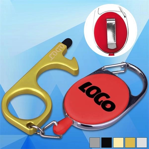 PPE No-Touch Door Opener w/ Stylus and Badge Reel Carabiner - Image 1