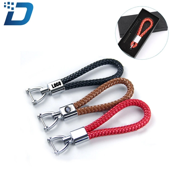 Braided Leather Weave Straps KeyChain - Image 1