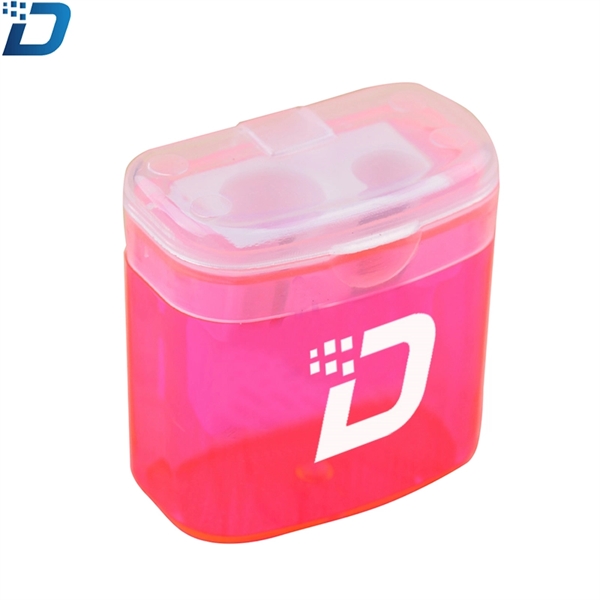 Dual Hole Plastic Pencil Sharpener With Lid - Image 2