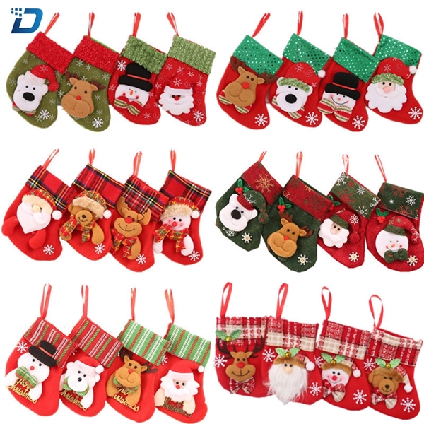 Christmas Santa Socks Candy Bag Xmas Tree Decoration - Image 1