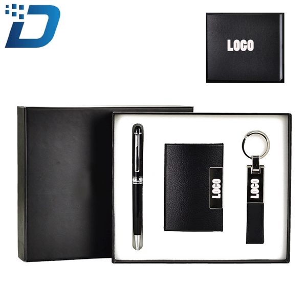 Business Card Holder, Pen And Key Tag Gift Set - Image 1