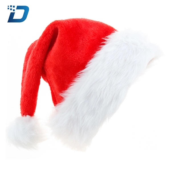 Plush Fur Red Christmas Claus Santa Hat - Image 1