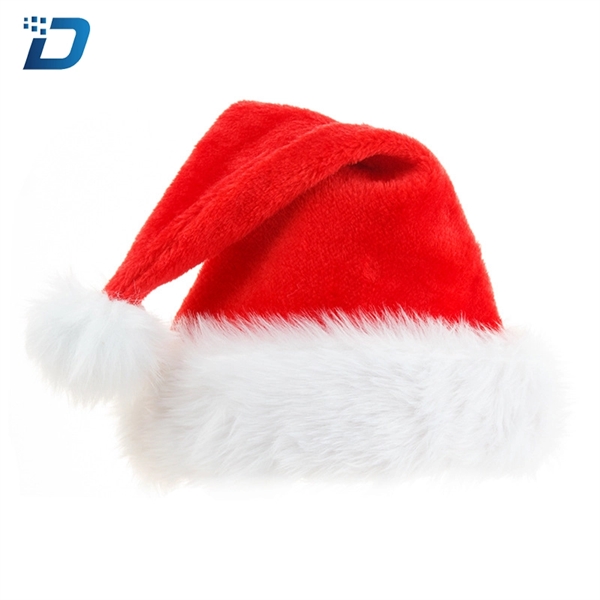 Plush Fur Red Christmas Claus Santa Hat - Image 2