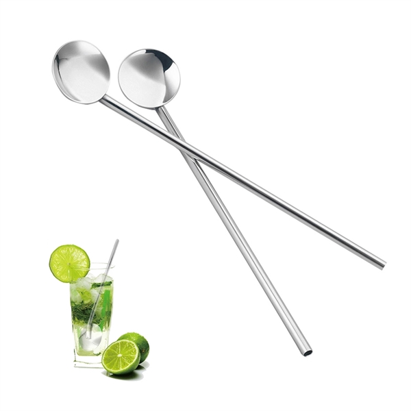 Stainless Steel Drinking Straw Spoon - Image 1