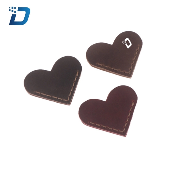 PU Heart Shape Leather Corner Bookmark - Image 4