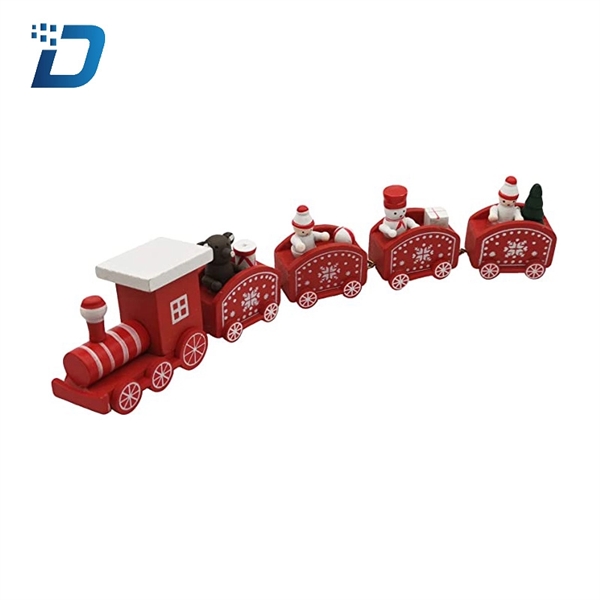 Christmas Decorations Wooden Train Ornaments Kids Gift Toys - Image 1