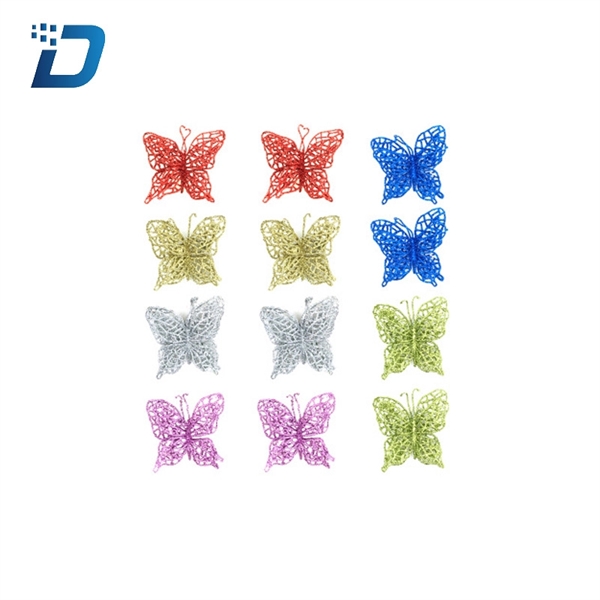 Christmas Tree Ornaments PVC Simulation Dusted Butterfly Flo - Image 2