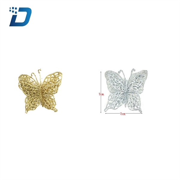 Christmas Tree Ornaments PVC Simulation Dusted Butterfly Flo - Image 3