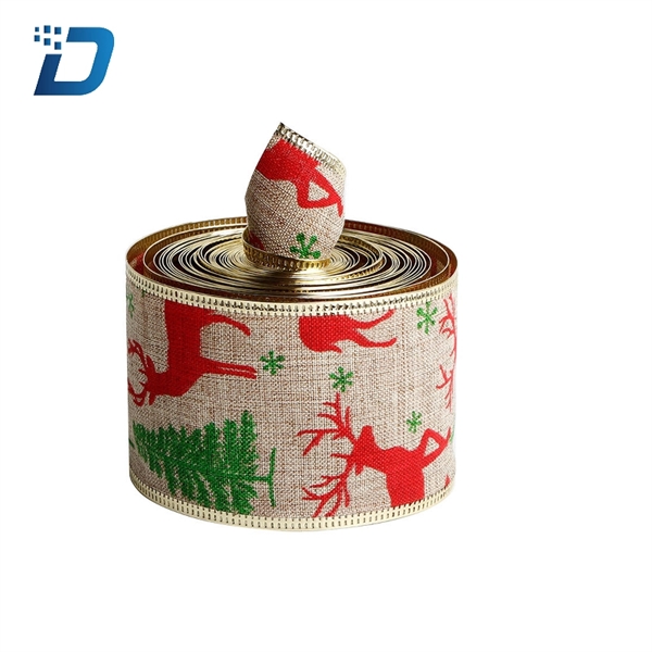 Snowflake Polka Dot Elk Christmas Ribbon - Image 2