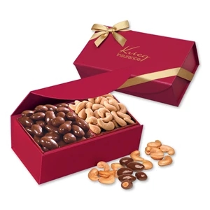 Chocolate Almonds & Cashews in Red Magnetic Closure Box
