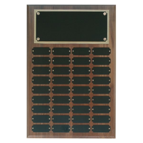 36 Plate Genuine Walnut Completed Perpetual Plaque