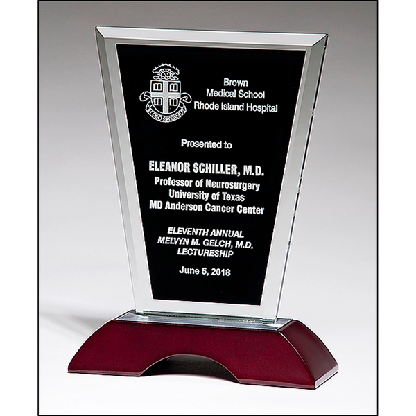 Clear Glass Award with Black Silk Screened Center