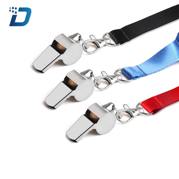 Stainless Steel Whistle With Lanyard - Image 1