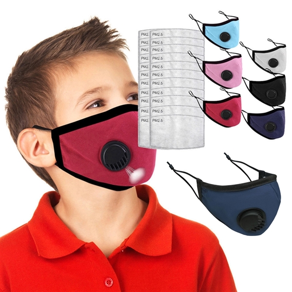 Kids Cotton Face Masks With Breathing Valve - Image 1