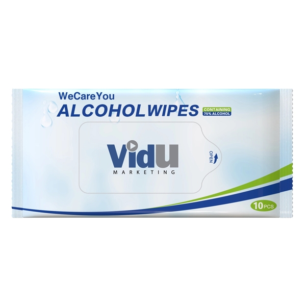 Antibacterial 75% Alcohol Wipes 10pcs A Bag custom Label Opt - Image 1