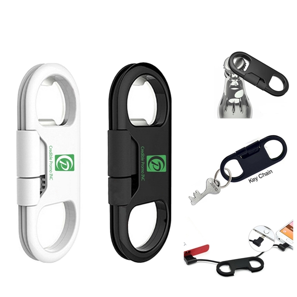 Beer Bottle Opener Keychain Data Cable USB Charging Cable  - Image 1