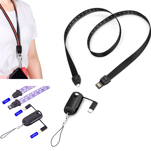 3 in 1 Lanyard Charging Data Cable Or Charging Cable - Image 1
