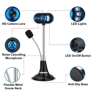 USB Webcam Microphone and LED Light Flexible Gooseneck for L