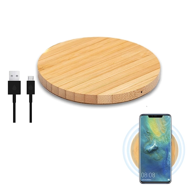 Round Bamboo Wireless Charger QI