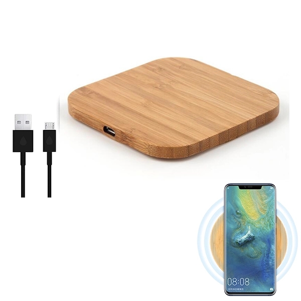 Square Bamboo Wireless Charger QI