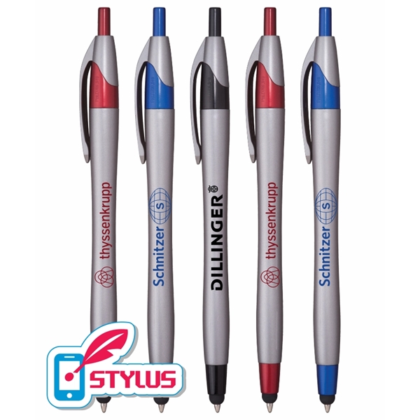 Union Printed, Steel Colored "Elegant" Stylus Clicker Pen